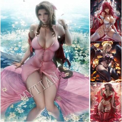 Full square/round drill 5D DIY diamond painting Anime sexy girl portrait Embroidery Pattern Cross stitch kit mosaic home decor