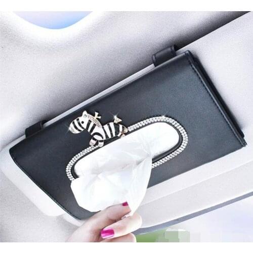 Car Diamond-encrusted Tissue Box Hanging Creative Hanging Type Pumping Box Car Tissue Box Sun Visor Type Tissue Box New