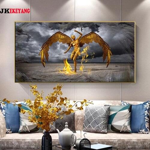 Large 5D Diy diamond painting Golden angel wings Diamond Mosaic Rhinestone Embroidery cross stitch Y4356