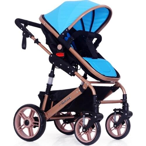 High View Baby Stroller Foldable Travel Pram Baby Carriage with Multi-Positon Seat Extended Canopy Infant Pushchair Red