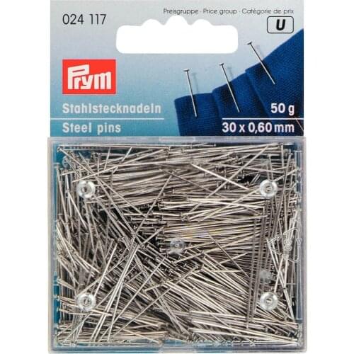 Germany PRYM 024117 Pins, 0.60 x 30mm, silver-coloured, 50g, card with box