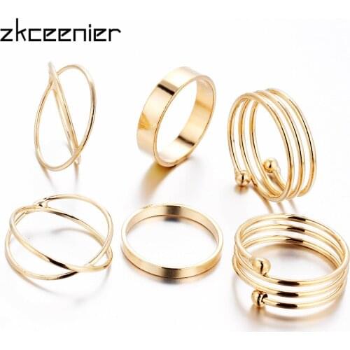 Hot Best Selling 6Pcs/Set Unique Ring Set Punk Gold Color Knuckle Rings for Women Finger Ring Summer Jewelry