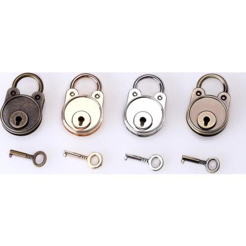 Ivoduff Various Color Vintage Metal Mini Padlock Bag Suitcase Luggage Box Key Lock With Key