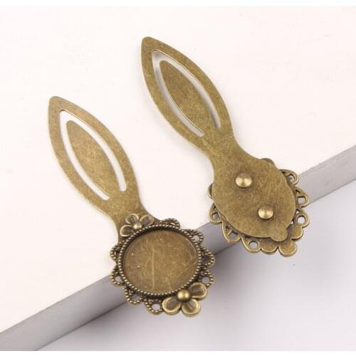 Reidgaller 10pcs metal vintage bookmark cabochon base setting fitting 20mm round cameo blanks diy craft accessories