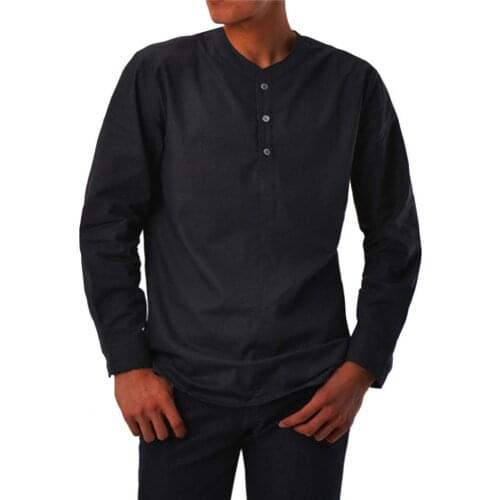 Men Shirt Button Long Sleeve V Neck Soft Solid Color Slim- Fit Casual Shirt Pullover Stylish Top Loose Fashion Streetwear 2021