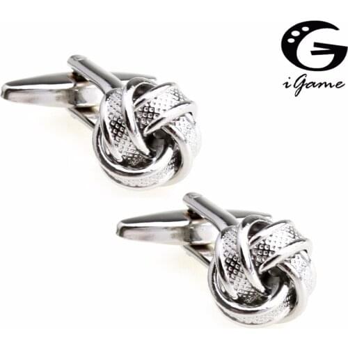 IGame Men Gift Drop Shipping Cuff Links Fashion Metal Knot Design Silver Color Copper Material Free Shipping