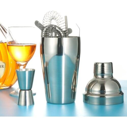 5Pcs Multi-function Cocktail Shaker Set Wine Mixer Bartending Kit Stainless Steel Milk Tea Pot Silver Non-slip Bar Tool