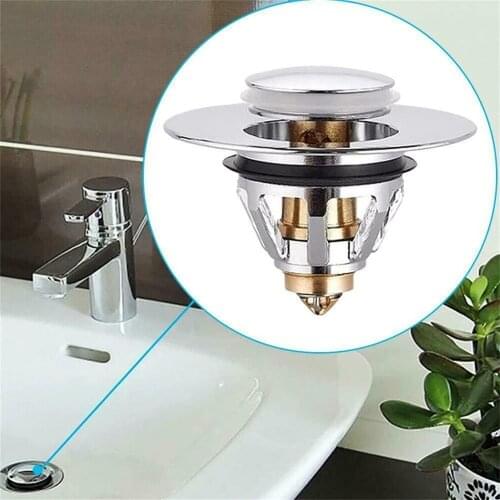 Stainless Steel Bounce Core Push-type Drain Filter Universal Wash Basin Push-type Hair Catcher Sink Bathtub Plug Trap Dropship