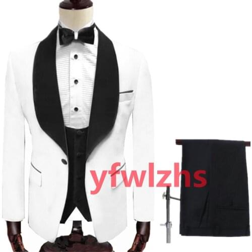 New Arrival One Button Groomsmen Shawl Lapel Groom Tuxedos Men Suits Wedding/Prom Best Blazer ( Jacket+Pants+Vest+Tie) C237