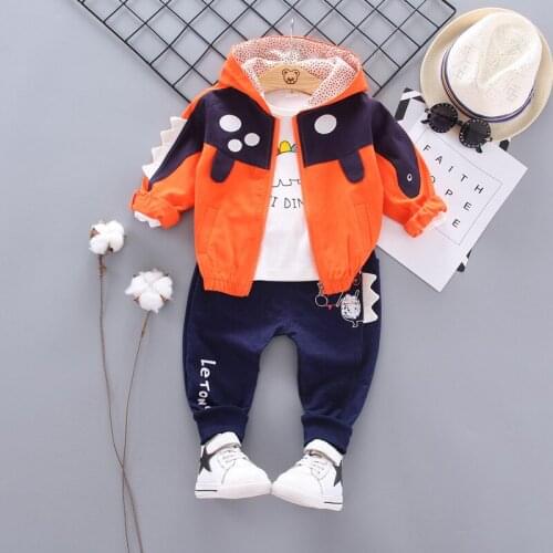 Autumn Baby Boy Girl Clothing Sets Toddler Infant Casual Suits Dinosaur Jackets T Shirt Pants 3Pcs Children Active Outfit 1-4Y