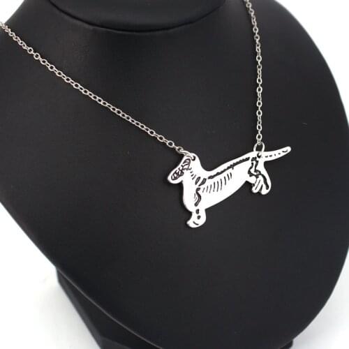 Hzew dachshund skeleton pendant necklace dog neckalces veterinarian gift