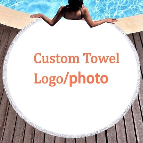 Logo Customize Photos Beach Towel Custom Round TowelS with Tassel YOGO Carpet Microfiber Cartoon Bath Towel Travel Towels