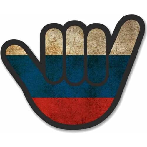 Hot Interesting Car Stickers Russian Flag Shocker Hand KK PVC 13CM*10CM Vinyl Motorcycl Decals