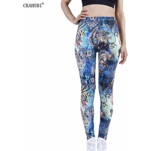 CKAHSBI Printed Color Flowers Push Up Yoga Pants Stretch Women Leggings Fashion High Waist Running Gym Sports Workout Stretch
