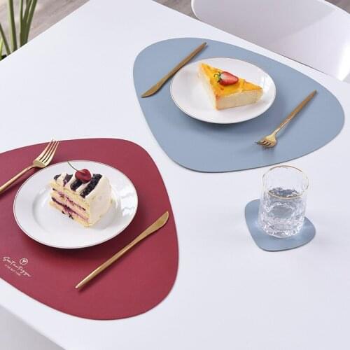 Nordic Heat Pad Creative Triangle Western Placemat Leather Placemat PU Waterproof and Oilproof Table Mat Coaster