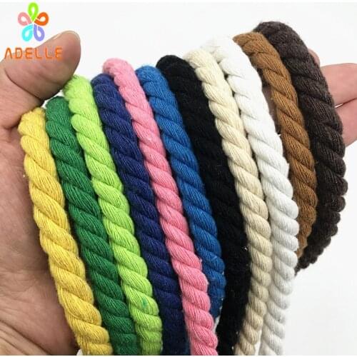 Super Soft 8mm x20m 100% Cotton Rope Colorful 3ply twisted DIY accessory handwork decorative bondage free shipping 14 colors