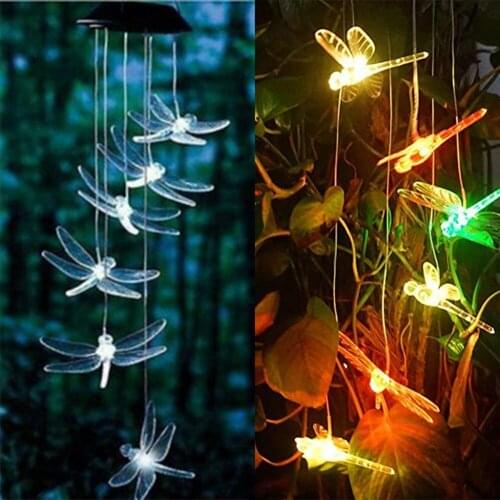 Led Solar Powered Wind Chimes Outdoor Garden Decorative Butterflies Gnome Solar Statue Home Garden Figurine Carillons Éoliens