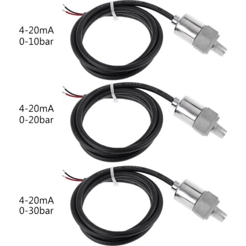 0-10/20/30bar Pressure Transmitter Transducer Sensor Oil Water 1/8" Input 8-32V 12V 24V DC Output 4-20mA