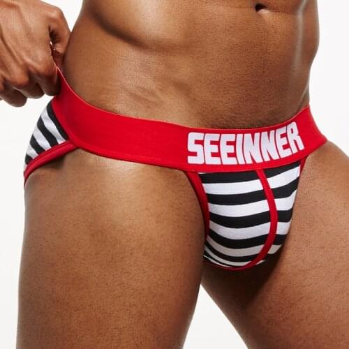 New Striped Sexy Men Underwear Cotton Men Briefs Breathable Slip Bikini Gay Male Panties Underpants Men