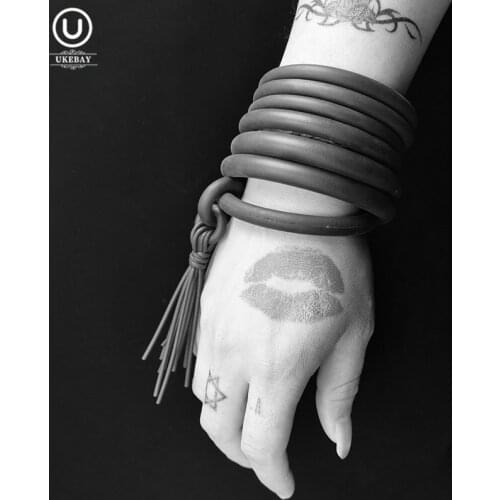 UKEBAY New Tassel Bangles For Women Charm Bracelets Gothic Hand Accessories Gift Lovers Rubber Jewelry Handmade Designer Bangle