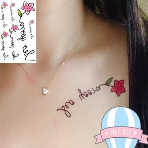 Waterproof Temporary Tattoo Stickers English Flower fake Tattoo Geometric Animal Flash Tattoo Hand Back Foot for Girl Women Men