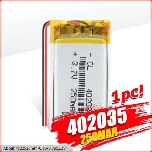 YCDC High Quality 3.7V 402035 Lipo Lithium Polymer Batteries 250mAh Li Ion Battery Replacement For Bt Headset Toys MP3 GPS DVD