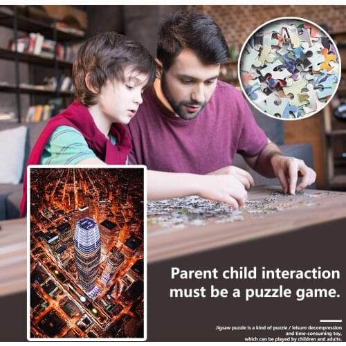 Landmark Building Stress Relief Toys 1000 Pieces Adults Kids Paper Jigsaw Puzzles for Bedroom Decoration Stickers