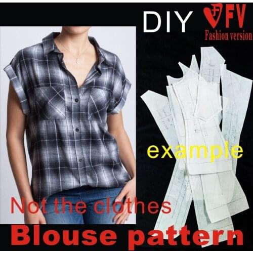Ladies casual short-sleeved shirt pattern 1:1 garment sewing structure drawing BCY-70