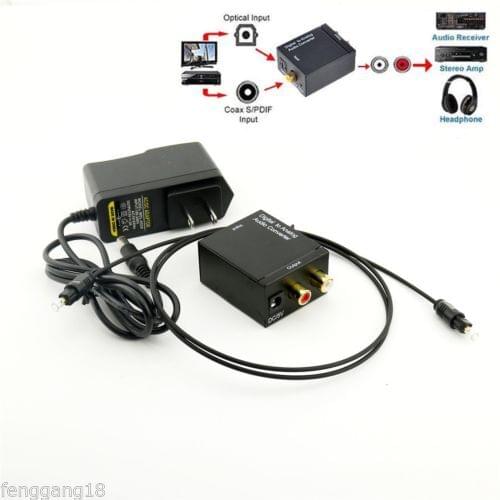 1pcs Digital Optical Coaxial Toslink Signal to Analog RCA L/R Audio Converter Adapter