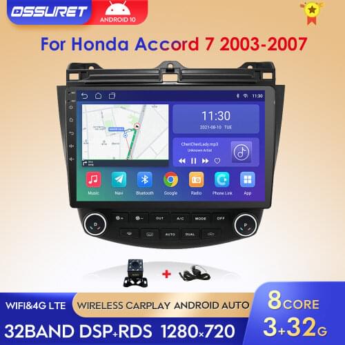 10.1 Android 10 2Din Quad Core Car Radio GPS Multimedia Player Head Unit For Honda Accord 7 2003 2004 2005 2006 2007