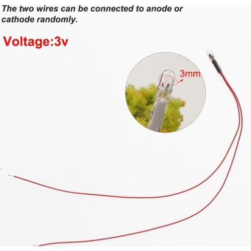 100pcs Grain of Wheat 3mm Clear Bulbs 3V Pre-soldered 19cm Wire Mini Bulbs Warm White