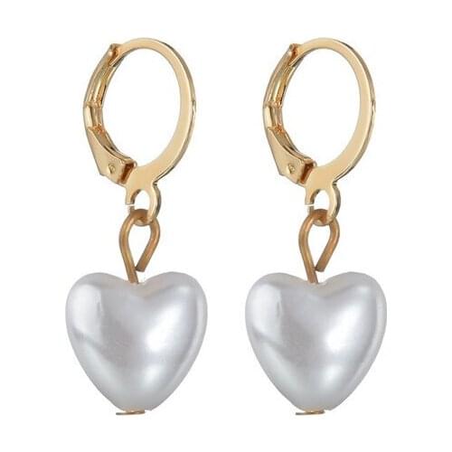 2020 Elegant New Fashion Heart Simulation Pearl Dangle Earrings Sweet Women Drop Earrings