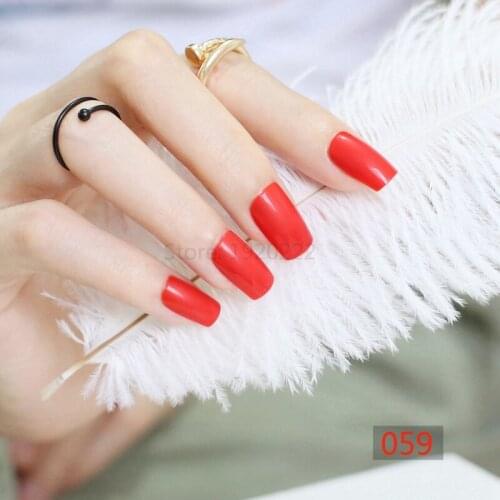 24pcs New hot sell fashion Long section Square head candy false nails decoration red M 059