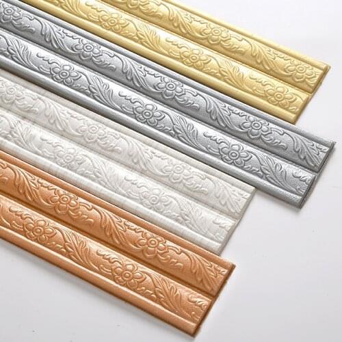 3D Pattern Waistline Baseboard Wall Trim Line Stickers Decoration Self Adhesive Wall Edge Waterproof Strip For Home MUMR999