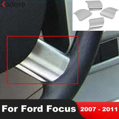 For ford Focus 2 2007-2011 Steering Wheel trim Steering Wheel Paillette Refires 4pcs stainless Decoration Car Accessories