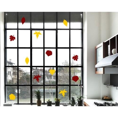 40pcs/set Fall Leaves Wall Confetti Canada Maple Leaf Wall Stickers For Kids Room Glasses Window Stickers Vinilos Paredes JW122