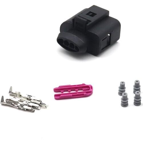 5Set/10set 4P Flat Female Waterproof Connector 0.5-0.8mm2 1.5mm Automotive Water Temperature ABS Sensor Plug for VW Car Black
