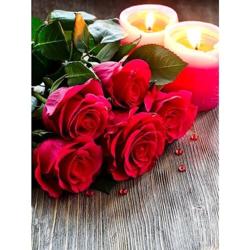 5D Diamond Embroidery Flower Diamond Cross Stitch Crystal Diamond Sets Unfinished Decorative DIY Diamond Painting red Rose AS118