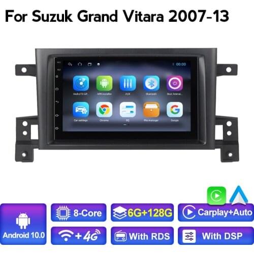 Android 10 DSP RDS Built-in Carplay Android Auto GPS Navigation For suzuki grand vitara 2005-2015 Car Multimedia Radio Player BT