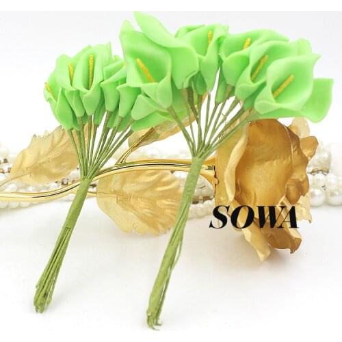 Free Shipping Size 2.5cm Head White Color Handmade PE Foam Calla Lily Flower Bouquet Artificial Wedding Decoration(48pcs/lot)