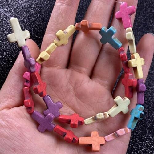 Cross Shaped Natural Stone Bead Mixing Turquoises Bracelet Necklace Ornament For DIY Ornaments Birthday Gift Size 8x10mm/12x16mm