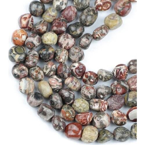 HGKLBB Irregular Natural Red Leopard Stone beads 40cm oval Gravel beads for Jewelry bracelets making DIY accessories Wholesale