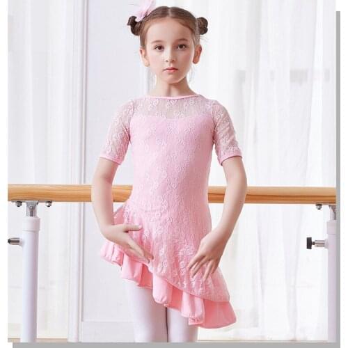 Lace ballroom latin practice wear modern dance dress girl competition for children kid skirt salsa tango samba dancewear cha cha
