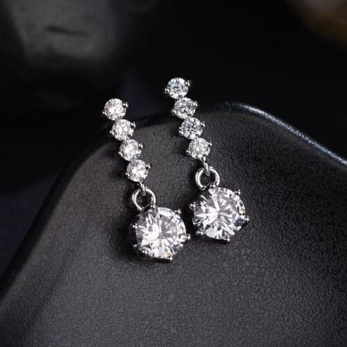 Long Earrings For Women Korean Style Copper Set 3A Zircon S925 Silver Needle Unusual White Eardrop Jewelry 2021 Jewelry
