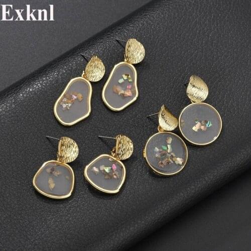 Exknl Fashion Drop Earrings Vintage Dangle Korean Vintage Ethnic Shell Earrings for Women Irregular Party Earrings Jewelry