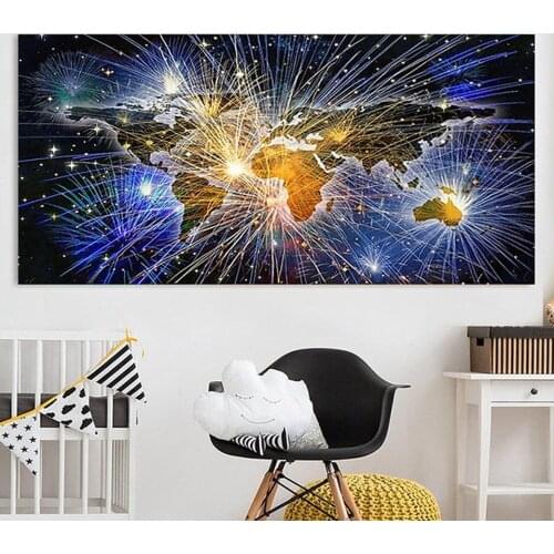 World Map Universe Starry Sky Abstract diamond painting cross stitch Full Square Round diamond embroidery Puzzle mosaic wall Art