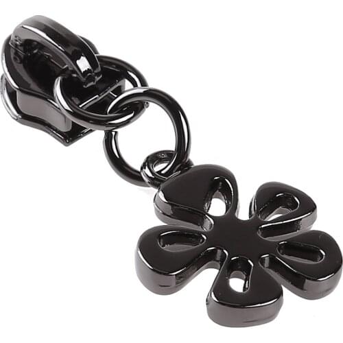 20 #5 Metal Zip Pullers Flower/Heart Shape Nylon Coil Zipper Pulls DIY Zipper Sliders Crafts for Luggage Bags Clothes Decoration