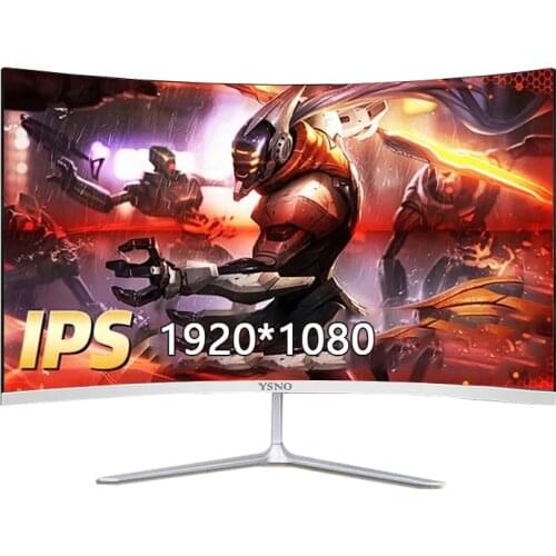 IPS 24 Inch Computer Monitor Gamer 1920×1080p LCD Curved Screen Monitor PC 75Hz HD Gaming Display Desktop VGA/HDMI Monitor white