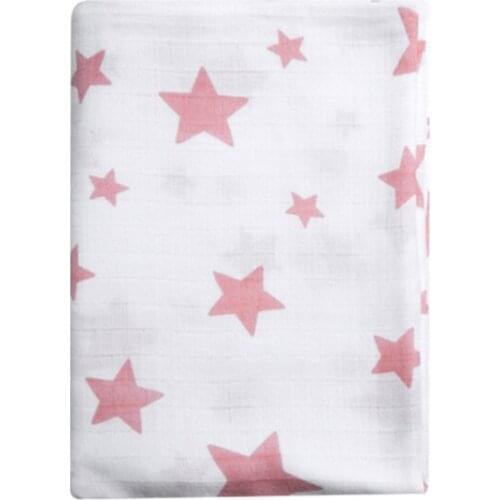 100x70cm Baby Muslin Receiving Blanket Infants Stars Pattern Swaddling Wrap Gift Q1FE