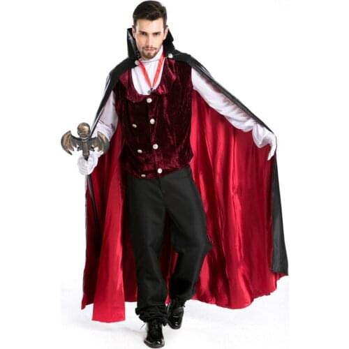 Men Luxury Vampire Cosplay Top Vest Pants Cloak Set Diary Vampire King Dracula Costume Halloween Cosplay Custumes